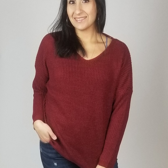 Back Lace-up Ribbed Sweater - Picture 2 of 3